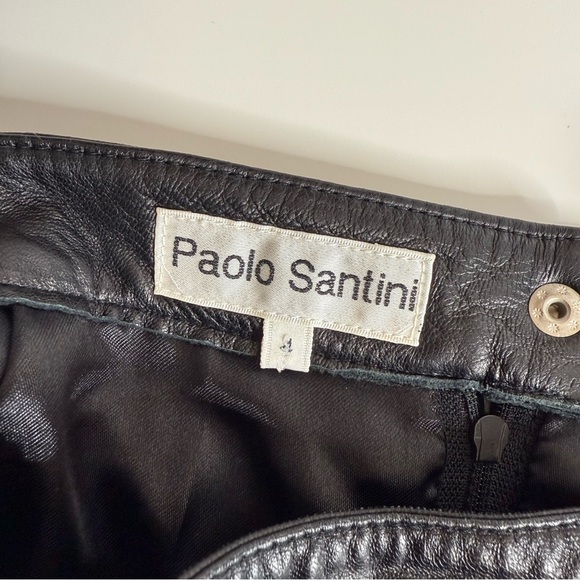 Paolo Santini - Vintage 100% Leather Black Mini Skirt - Size 4 - Picture 7 of 11
